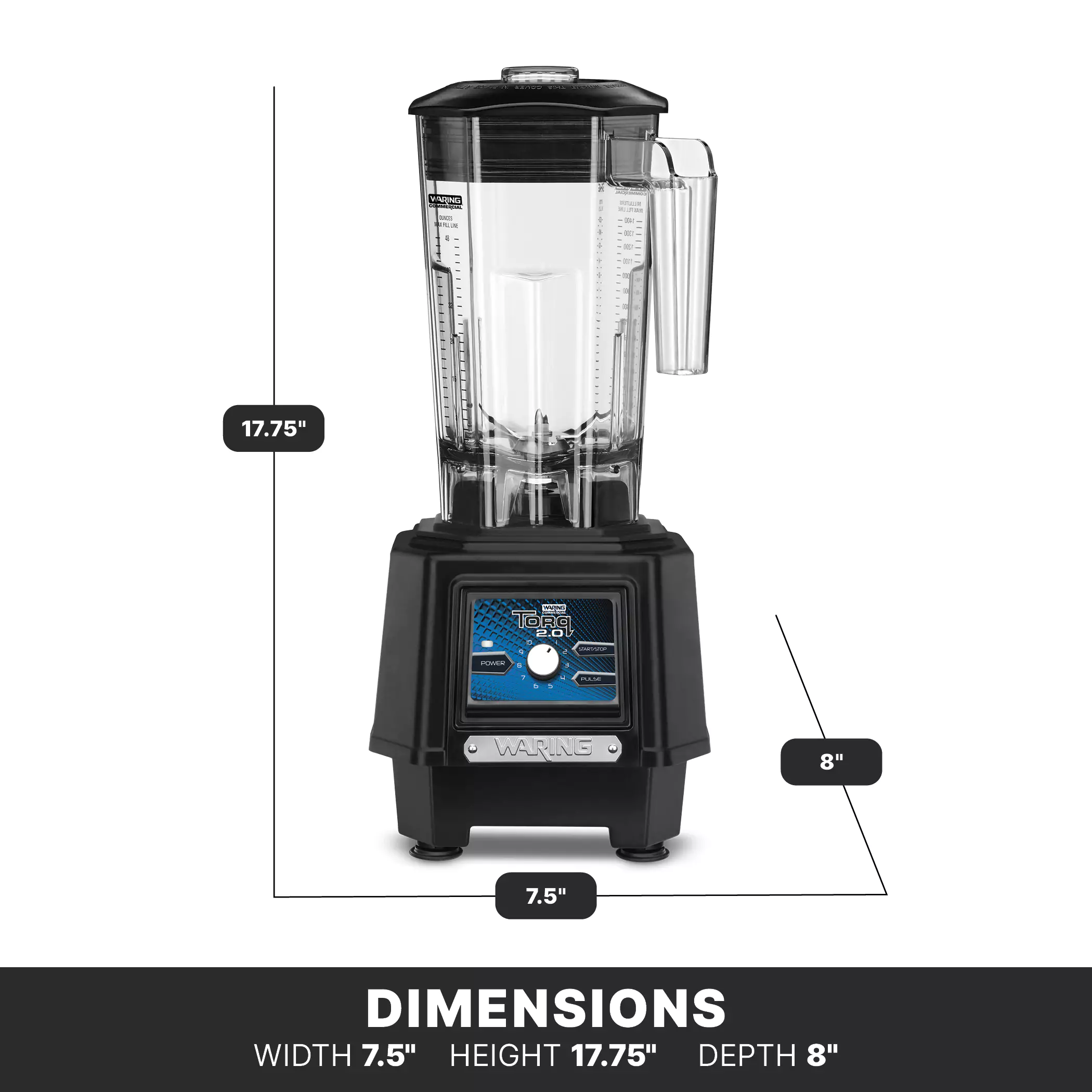 Torq 2.0 Blender with Electronic Touchpad and Variable Speed Control Dial with 48 oz. Copolyester Jar